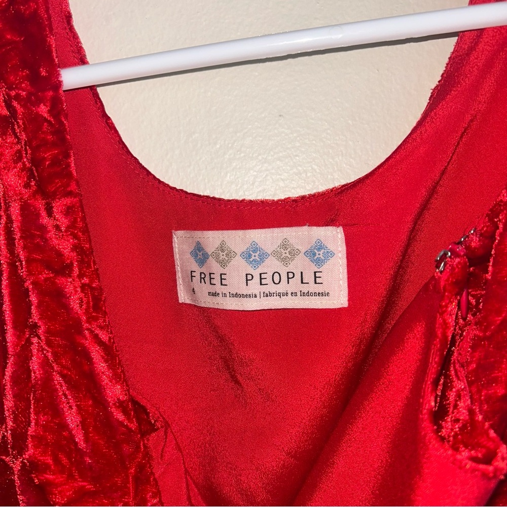 Free People Red Velvet Bodice Mini Dress - Picture 2 of 5